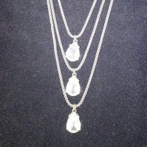 Multi Strand Necklace with Crystal Pendants